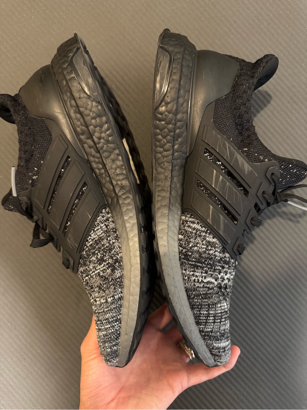 Adidas Knit Gray & Black Ultraboost Sneakers - Picture 6 of 14